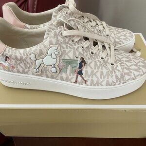 MICHAEL KORS POPPY LACE UP MK SIGNATURE "PARIS GIRL" SNEAKERS 8M